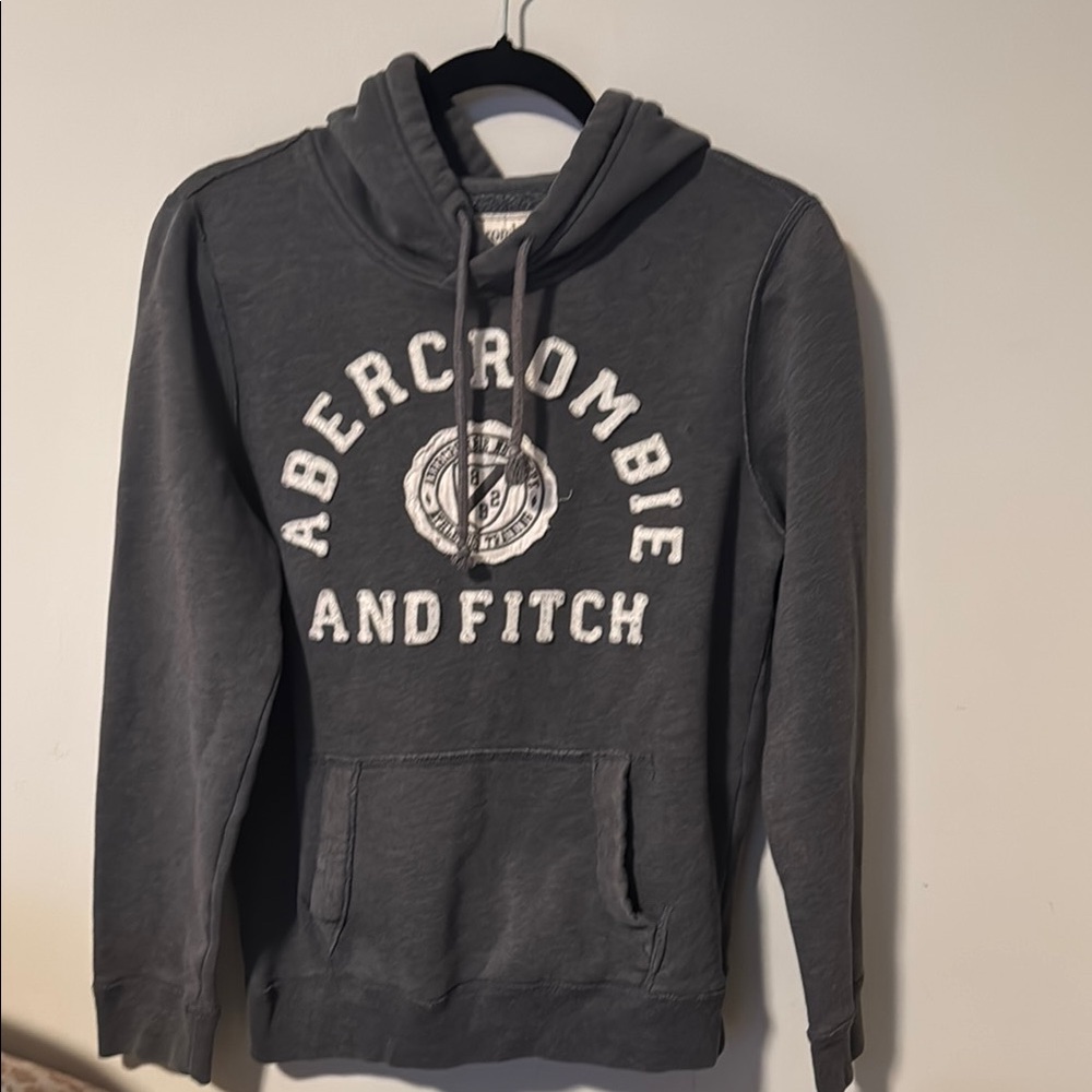 Abercrombie & Fitch Gray Hoodie with Logo and Soft Fabric